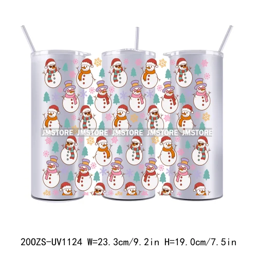 Christmas Gingerbread Reindeer 20OZ Tumbler Wraps Ready To Ship UV DTF Transfer Stickers Waterproof Prints For Skinny Tumbler