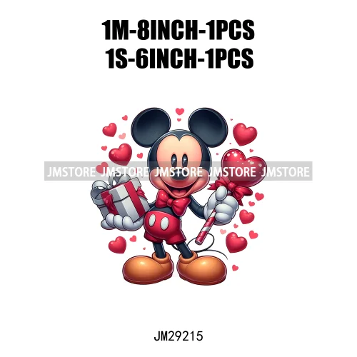 Happy Valentine's Day Cartoon Character Mouse Animal Cupid Love Heart DTF Iron On Transfers Stickers Ready To Press For T-shirts