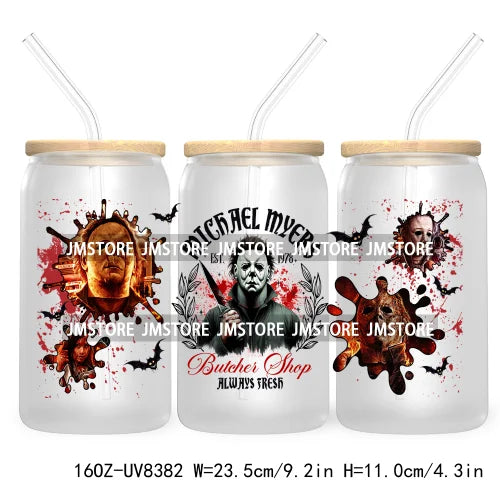 Spooky Vibes Coffee 16OZ UV DTF Cup Wrap Transfers Stickers Custom Labels Durable Waterproof Logo For Libbey Glass Can Halloween