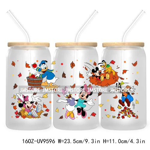 Halloween Cartoon 16OZ UV DTF Cup Wrap Transfer Stickers Custom Labels Waterproof Logo For Libbey Glass Can Pumpkin Season Vibes