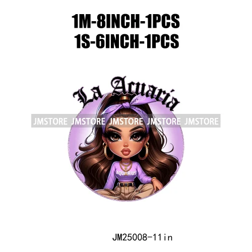 Colorful Astrology Sign Girls Latina Zodiac Printing Logos DTF Iron On Heat Press Transfers Stickers Ready To Press For Textil