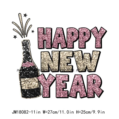 Hello 2024 Plastisol Decals In My 2024 12 New Chapters 365 New Chances Era Faux Glitter DTF Heat Transfer Sticker For Hoodies