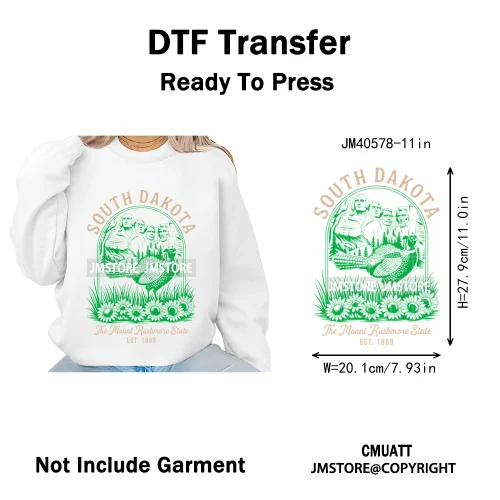 Funny US States Slogan Vacation Scenic Citycape Landmark Iron on DTF Washable Transfers Stickers Ready to Press for Textile Bags