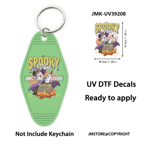 Horror Pumpkin Halloween Cartoon UV DTF Motel Keychain Decal Ready To Ship Durable Transfer Stickers Prints For Hotel Keychain