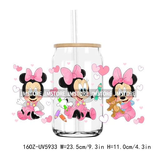 Cute Cartoon Characters Mouse 16OZ UV DTF Cup Wrap Transfers Stickers Custom Labels Durable Waterproof Logo For Libbey Glass Can