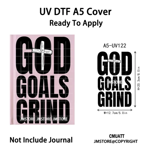 Hustle Hard Quotes Small Business Owner UV DTF Notebook Cover Decals Ready To Apply Transfer Stickers Wraps For A5 Journal Cover