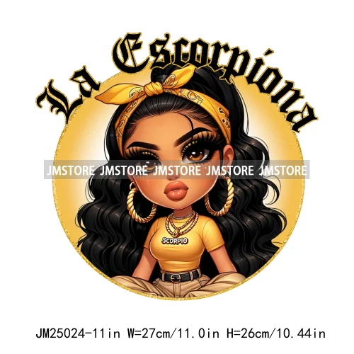 Colorful Astrology Sign Girls Latina Zodiac Printing Logos DTF Iron On Heat Press Transfers Stickers Ready To Press For Textil