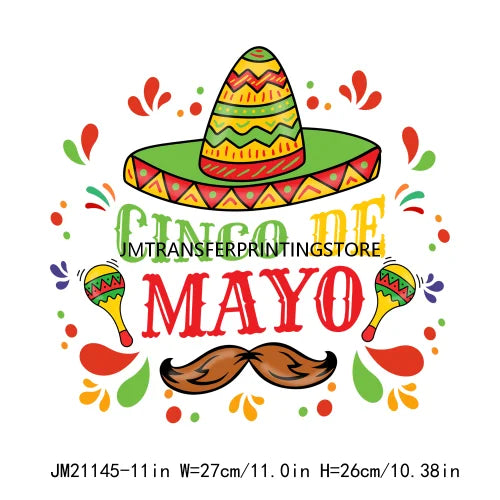 Cinco De Mayo Sugar Skull Let's Fiesta Designs Taco Tuesday Squad Mexican Party Tis The Season DTF Transfer Stickers For Clothes