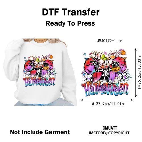 Cartoon Witches Princess Skull Animal Kids Love Characters Halloween Iron on DTF Transfers Stickers Ready to Press for T-shirts