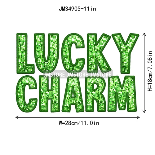 In My Lucky Era Faux Green Sequin Glitter St.Patrick's Lucky Charm Iron On DTF Transfers Stickers Ready To Press For Sweatshirts