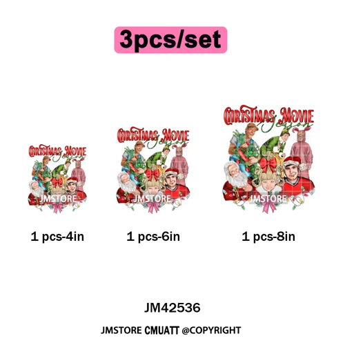 Holly Jolly Cute Cartoon Character Christmas Santa Tis The Season Iron on DTF Heat Transfers Stickers Ready to Press for Garment