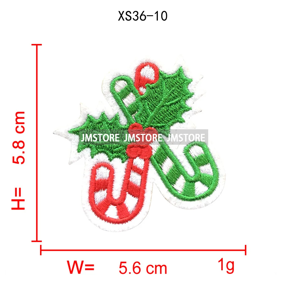 Merry Christmas Ho Ho Ho Santa Candy Canes Celebrate Festive Embroidery Appliques Iron on Sequins Patches for Sweatshirt Bags