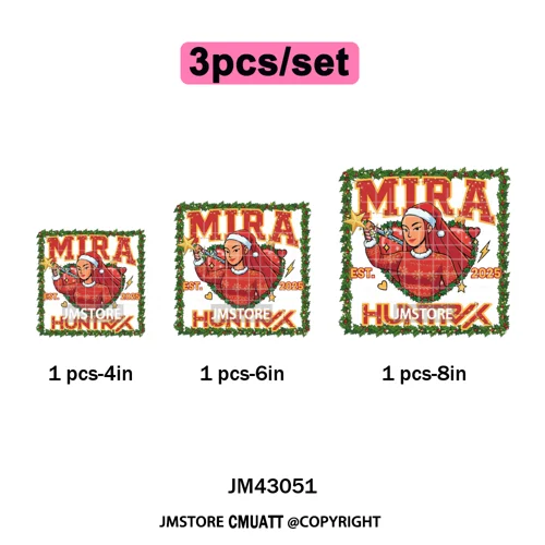 Cartoon Kpop Demon Music Anime Girly Merry Christmas Iron on Washable DTF Heat Transfer Stickers Ready to Press for T-shirts Bag