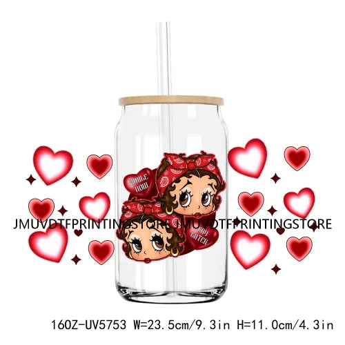 Mexican Lady With Rose Religious 16OZ UV DTF Cup Wrap Transfer Sticker Custom Label Durable Waterproof Logo For Libbey Glass Can