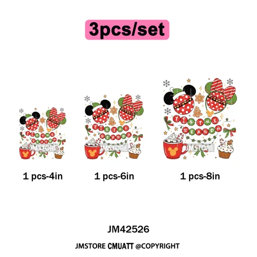 Magical Cartoon Girly Christmas Season Coquette Xmas Holiday Iron on DTF Washable Transfers Stickers Ready to Press for Textiles