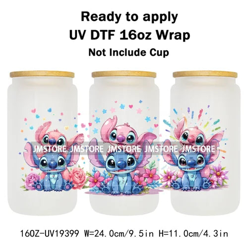 Tropical Cartoon Summer Vibes Splash UV DTF Wraps Transfer Sticker Waterproof High Quality For 16OZ Libbey Glass Can Tumblers