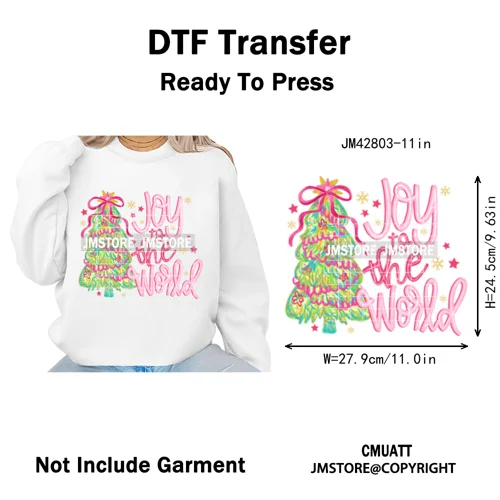 Funny Christmas Tree Coquette Holly Jolly Merry and Bright Festive Lover Iron on DTF Transfer Sticker Ready to Press for Hoodies