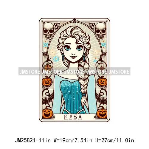 Cute Cartoon Animal Princess Characters Halloween Tarot Cards DTF Iron On Transfers Stickers Ready To Press For T-shirt Bags