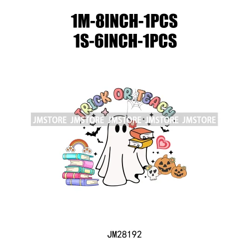 Diy Spooky Ghost Love Reading More Books Good Vibes Halloween Decals DTF Iron On Transfers Stickers Ready To Press For T-shirts