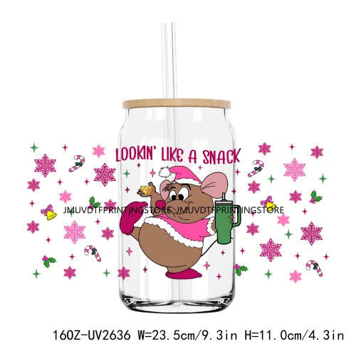 Western Christmas Highland Cow 16OZ UV DTF Cup Wrap Transfers Stickers Custom Labels DIY Waterproof Logo For Libbey Glass Can