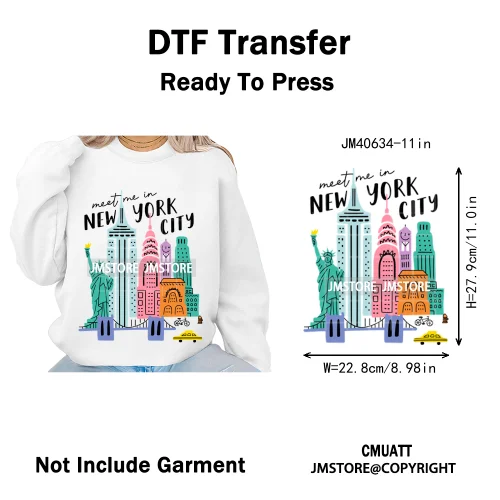 Retro American Citycape Scenery Badge States Lover Designs Iron on DTF Washable Transfers Stickers Ready to Press for Clothing