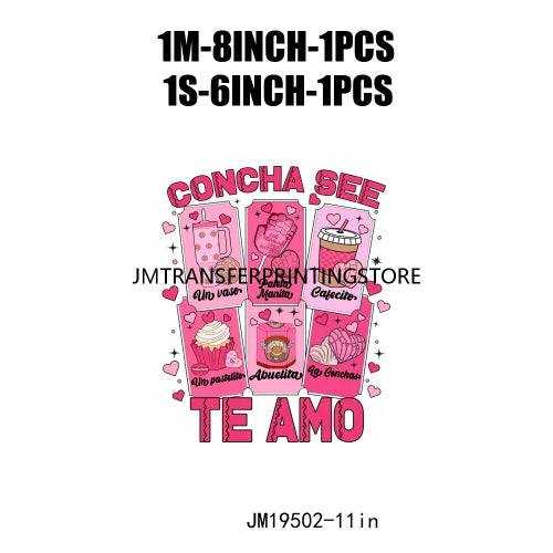 Conchas XOXO Ghost Be My Boo Valentine Concha See Te Amo Sweet Like Pan Dulce DTF Transfers Stickers Ready To Press For Hoodies