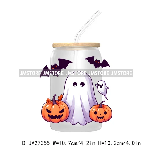 Funny Witch Ghosts Halloween Bat UV DTF Transfer Stickers Decals For Libbey Cold Cups Mugs Tumbler Waterproof Craft Spooky Vibes