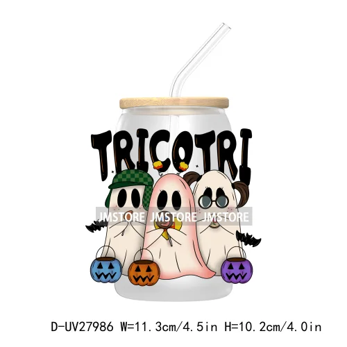 Mexican Latina Halloween Spooky Ghost UV DTF Transfer Stickers Decals For Libbey Cold Cup Mug Tumbler Label Coquette Girly Skull