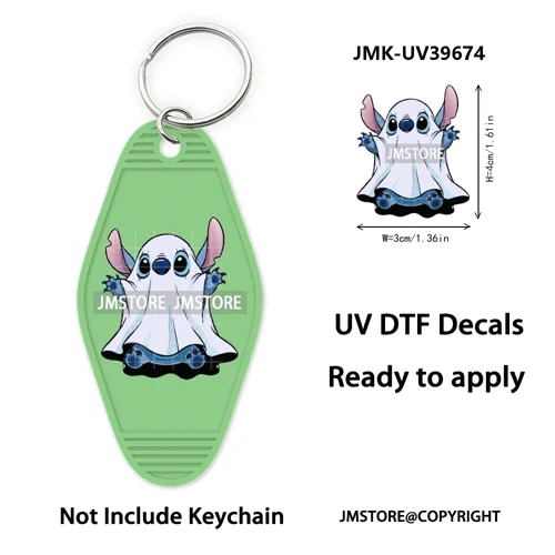 Horror Cartoon Halloween Pumpkin UV DTF Motel Keychain Decals Ready To Ship Durable Transfer Stickers Prints For Hotel Keychain