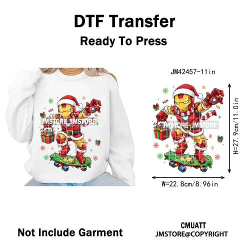 Funny Brushstroke Bubble Cartoon Christmas Killer Movie Xmas Iron on DTF Washable Transfers Stickers Ready to Press for Textiles