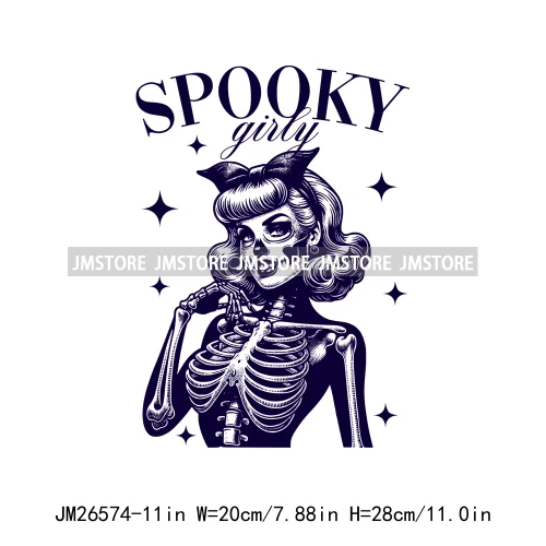 Custom Spooky Season Witch Girl Social Club Halloween Resting Witch Face DTF Iron On Transfer Sticker Ready To Press For Hoodies