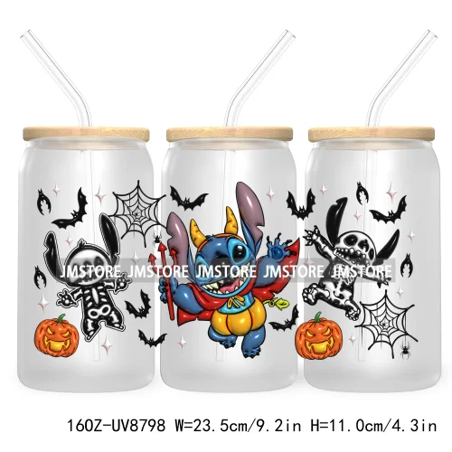 3D Horror Halloween UV DTF Sticker For 16OZ Libbey Glass Cup Can Wrap Transfer Stickers Custom Label DIY Logo Cartoon Blue Koala