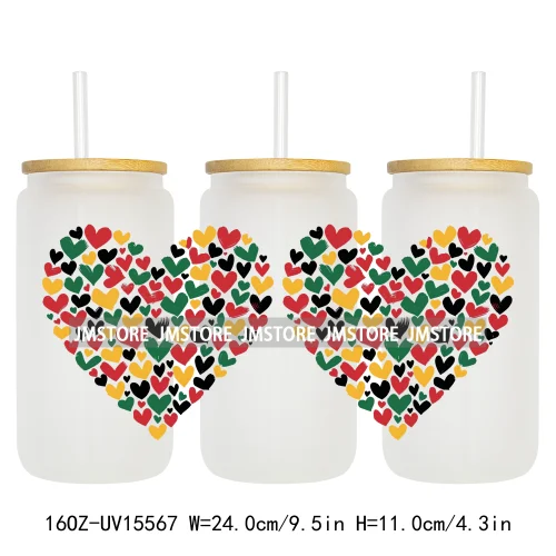 1865 Juneteenth Black History Month UV DTF Cup Wraps Ready To Apply CustomTransfer Stickers For 16OZ Libbey Glass Can Tumbler