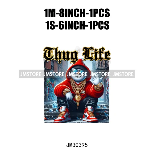 Cool Thug Life Santa Snowman Pink Bubble Holiday Gifts Christmas Iron On DTF Transfers Stickers Ready To Press For Sweatshirts