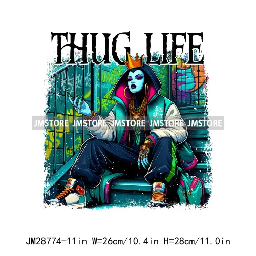 Thug Life Halloween Cartoon Character Scary Vibes Gangster Killer Decals Iron On DTF Transfer Sticker Ready To Press For Hoodies