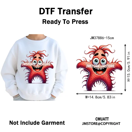 15cm 5.9in Cute Sea Underwater Animal Quirky Fish Octopus Decals Washable Iron On DTF Heat Transfers Stickers For Kids T-Shirts