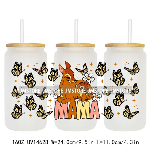 Coquette Mama Mini Cartoon Family 16OZ UV DTF Cup Wraps Ready To Apply Waterproof Transfer Stickers For Libbey Glass Can Tumbler