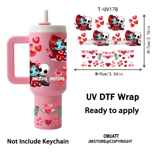 Spooky Cartoon Characters Valentines Horror UV DTF Wraps Ready To Apply Transfer Stickers Waterproof For Mini Tumbler Keychain