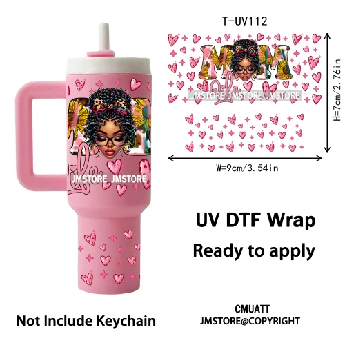 Black Mom Queen Afro African Custom UV DTF Stickers Print Tumbler Wraps Ready to Transfer Waterproof For Mini Tumbler Keychain