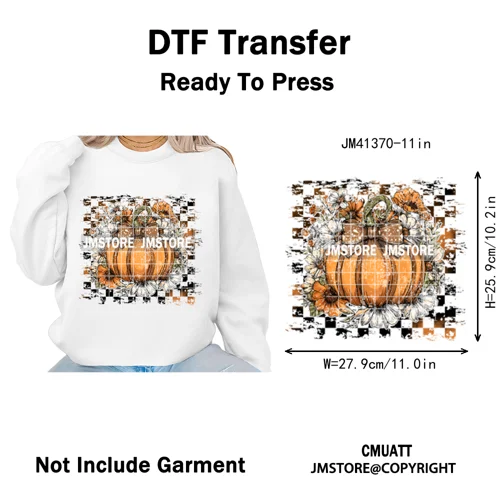 Preppy Coquette Halloween Floral Fall Pumpkin Spooky Season Iron on Washable DTF Transfers Stickers Ready to Press for Clothing