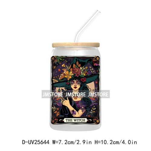 The Witch Tarot Card UV DTF Transfer Stickers Decals For Libbey Cold Cups Mugs Durable Waterproof Custom Logo Label Gothic Vibes