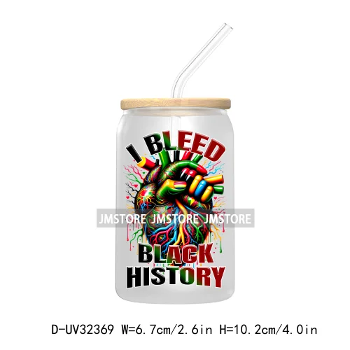 Big Black History Energy Proud Afro Girls Juneteenth UV DTF Transfer Stickers Decals For Libbey Cold Cups Mugs Tumbler Labels