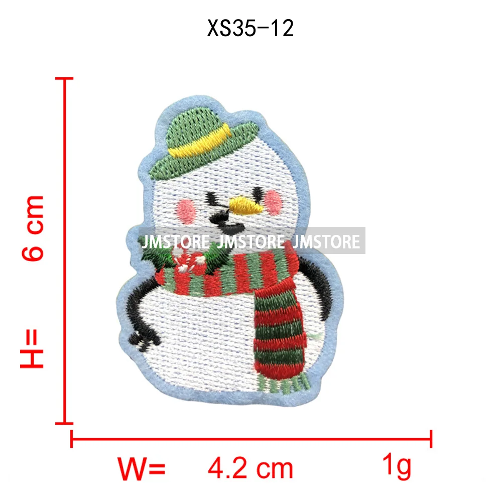Sweet Christmas Small Size Snowman Santa Cozy Animal Xmas Holiday Gifts Kids Embroidery Appliques Iron on Patches for Clothing