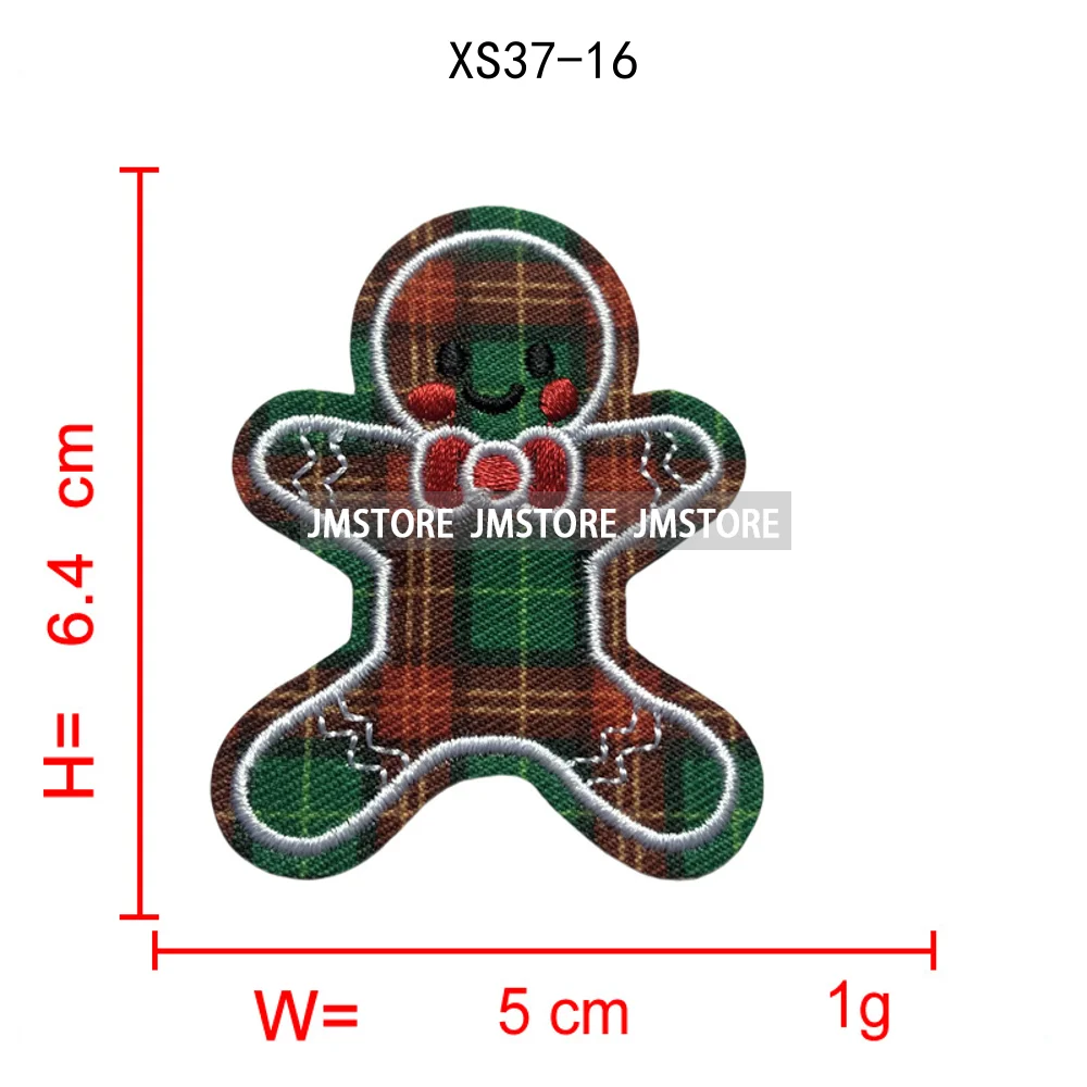 Red Checkered Christmas Icons Cozy Winter Season Lover Festive Decoration Embroidery Appliques Iron on Patches for Clothes Bags