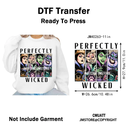 Waiting For Halloween Coquette Bad Girls Friends Wicty Logos Iron on DTF Washable Transfers Stickers Ready to Press for Clothing