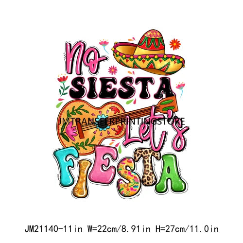 Cinco De Mayo Sugar Skull Let's Fiesta Designs Taco Tuesday Squad Mexican Party Tis The Season DTF Transfer Stickers For Clothes