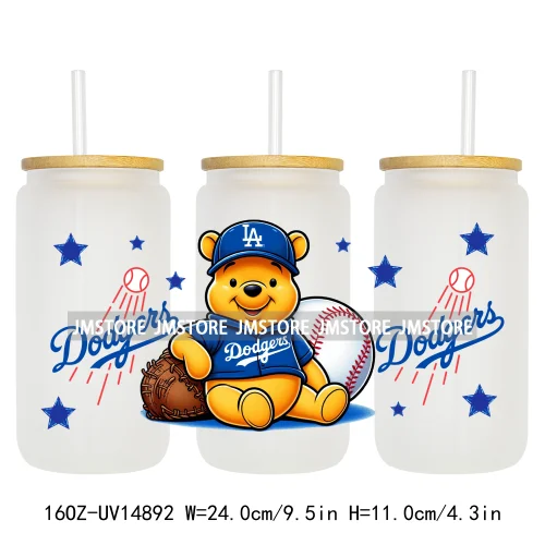Baseball Sport Cartoon Characters UV DTF Wraps Transfer Sticker Ready To Apply Waterproof Logo For 16OZ Libbey Glass Can Tumbler