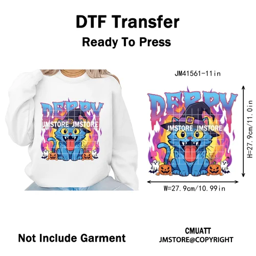 Cute Blue Tiger Idol Group Characters Kpop Halloween Pumpkin Iron on DTF Washable Transfers Stickers Ready to Press for Textile