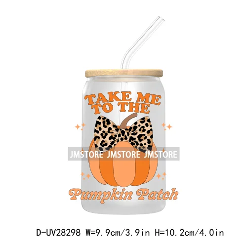 Halloween Autumn Girly Coquette Bow Pumpkin UV DTF Transfer Stickers Decals For Libbey Cold Cups Mugs Tumbler Fall Thanksgiving