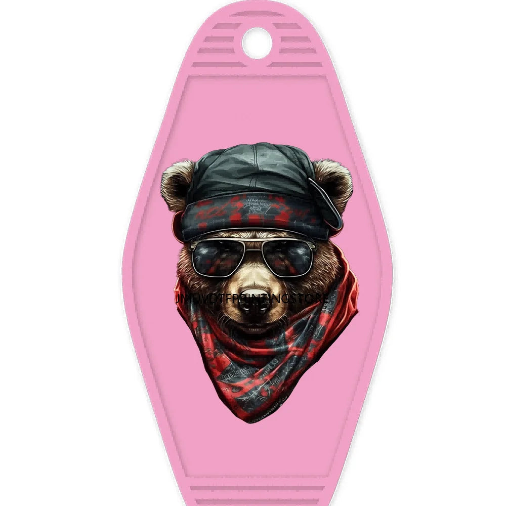 Hip Hop Money Lion High Quality WaterProof UV DTF Sticker For Motel Hotel Keychain Hustle Bear Animals